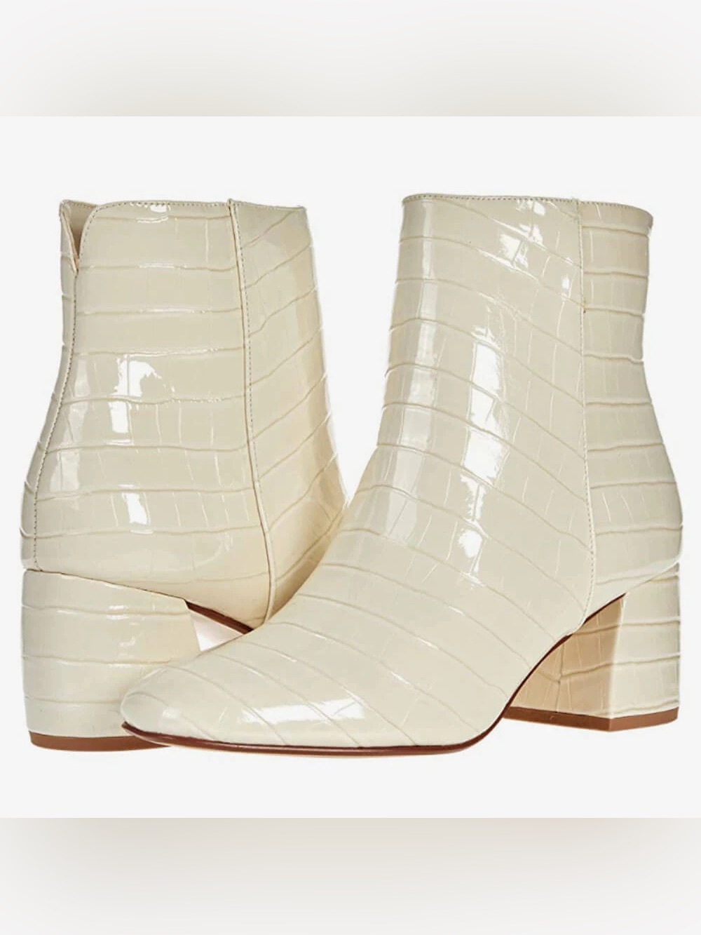 Chinese Laundry Davinna Ivory Croc-Embossed Block Heel Ankle Booties Size 8